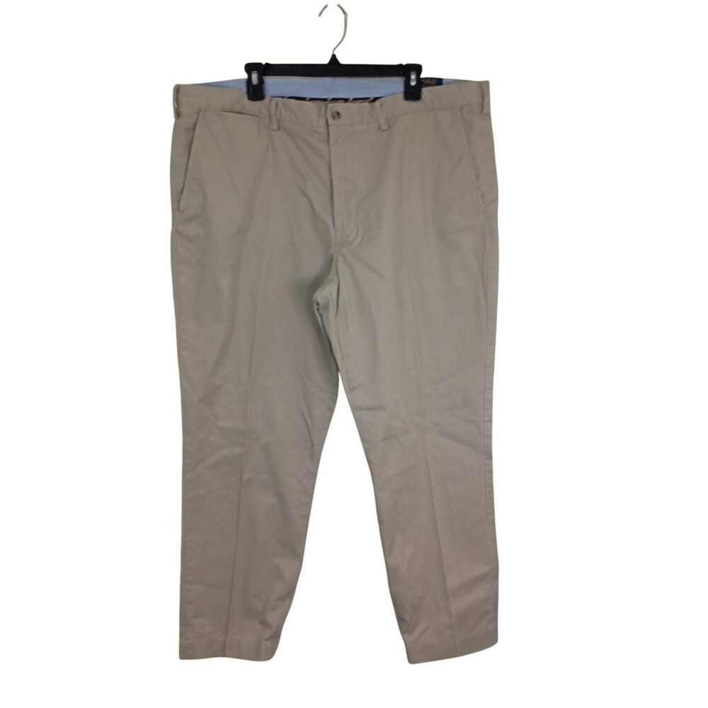 Ralph Lauren Chino Pants Polo Beige Mens 42x34 Cotton Blend Zip Fly Classic Fit